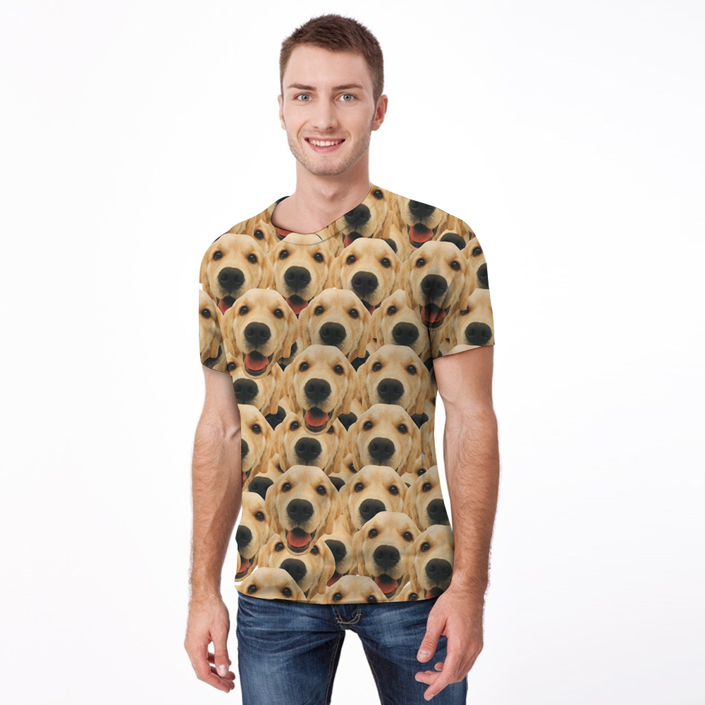 Custom Mash Face All Over Print T-shirt Love My Dog