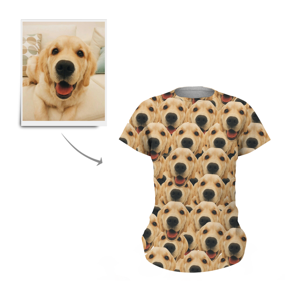Custom Mash Face All Over Print T-shirt Love My Dog
