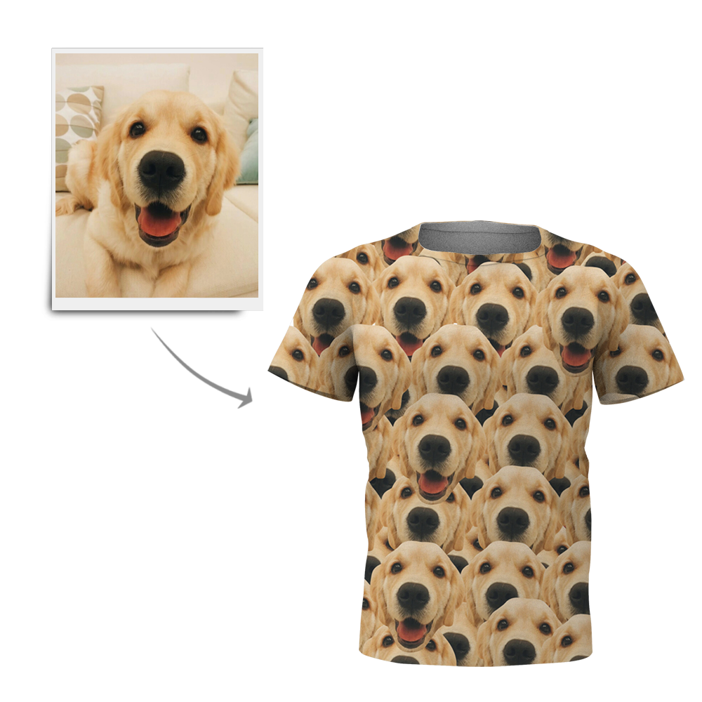Custom Mash Face All Over Print T-shirt Love My Dog