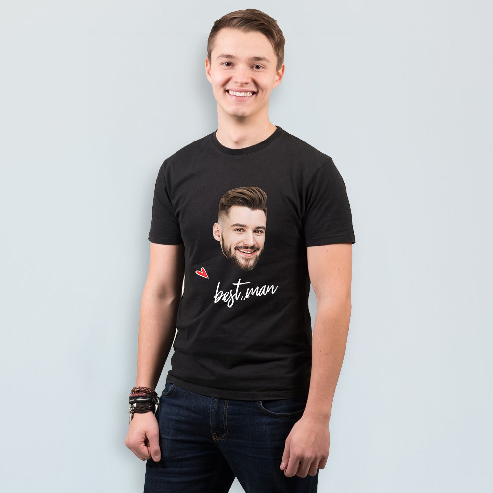 Custom Photo Name Man T-shirt For Wedding Bridegroom