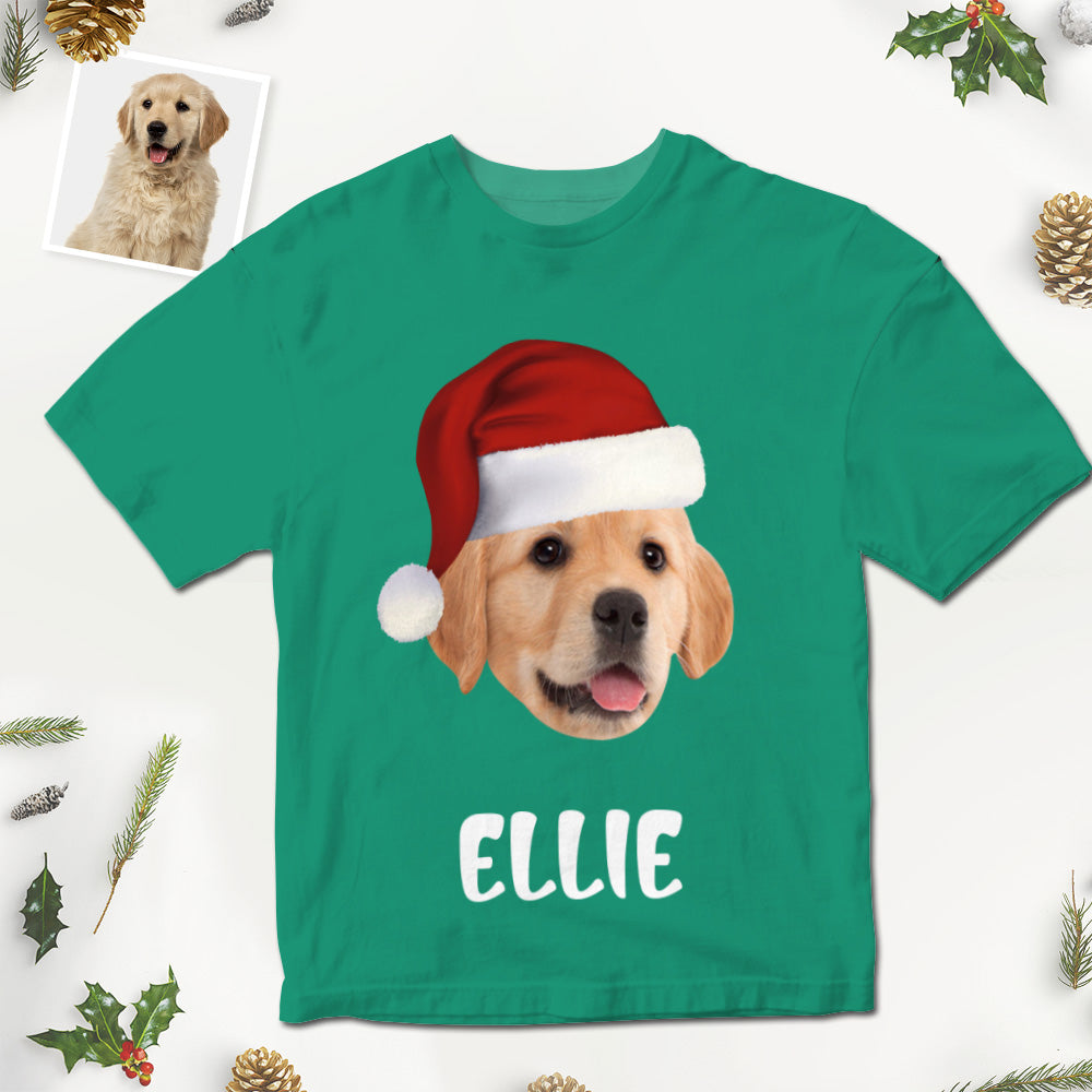 Custom Face Printed T-Shirt Personalized Pet and Name On Christmas Shirt Gifts