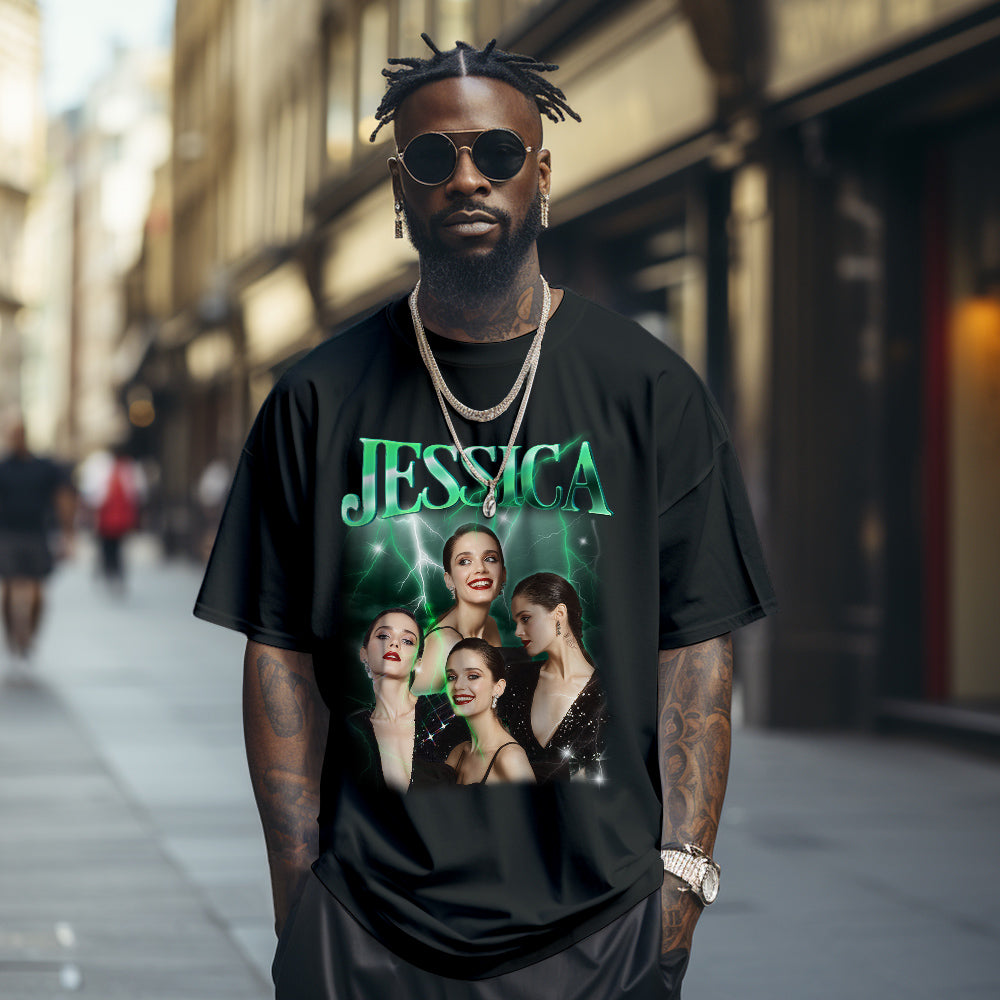 Custom Photo Vintage Tee Personalized Name T-shirt