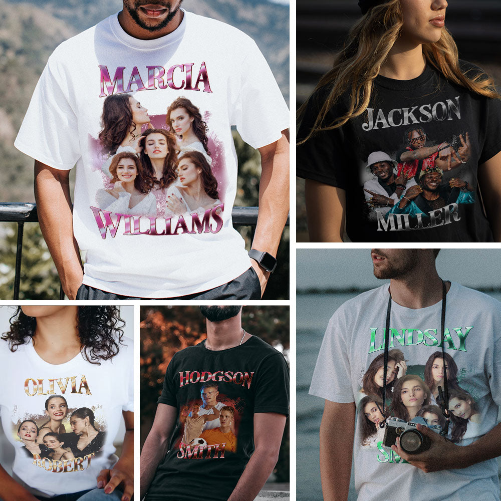 Custom Photo Bootleg Rap Tee Personalized Name T-shirt