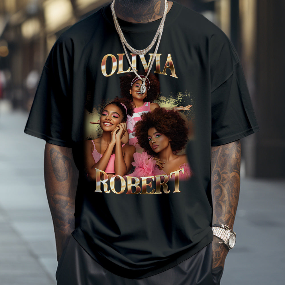 Custom Photo Bootleg Rap Tee Personalized Name T-shirt