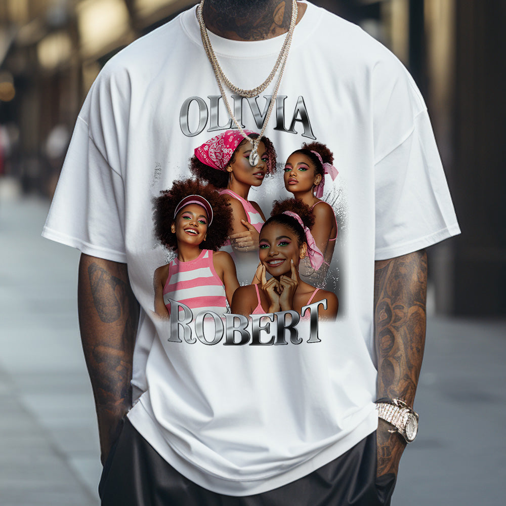Custom Photo Bootleg Rap Tee Personalized Name T-shirt