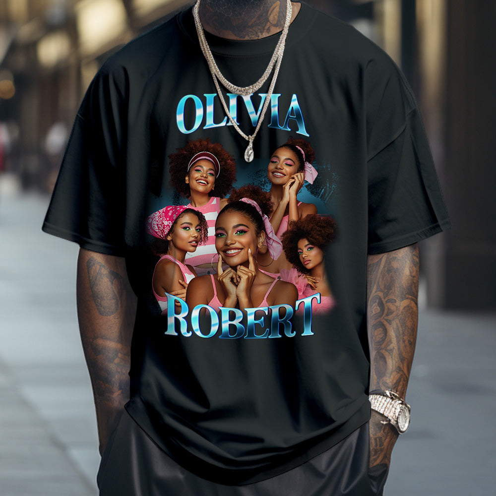 Custom Photo Bootleg Rap Tee Personalized Name T-shirt