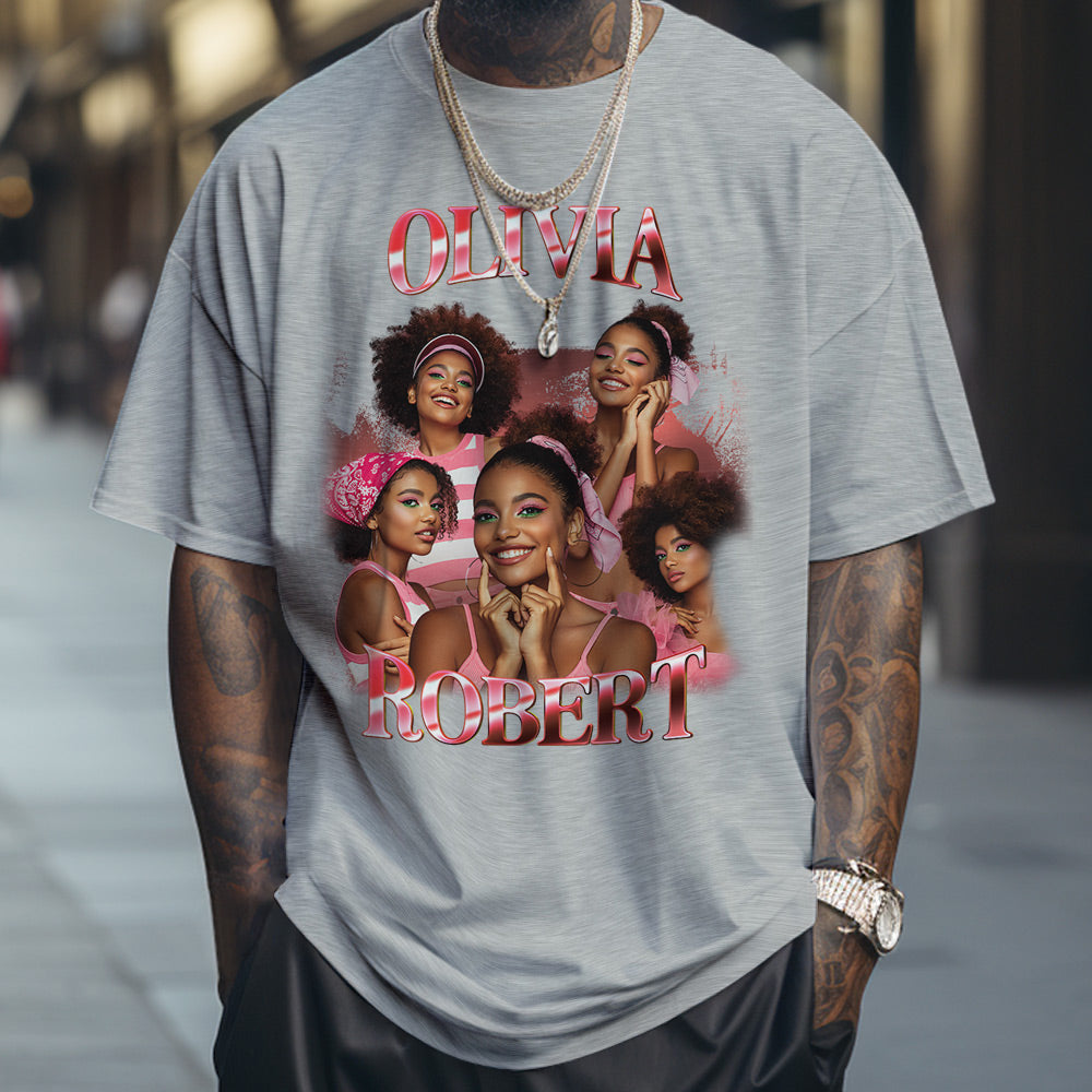 Custom Photo Bootleg Rap Tee Personalized Name T-shirt