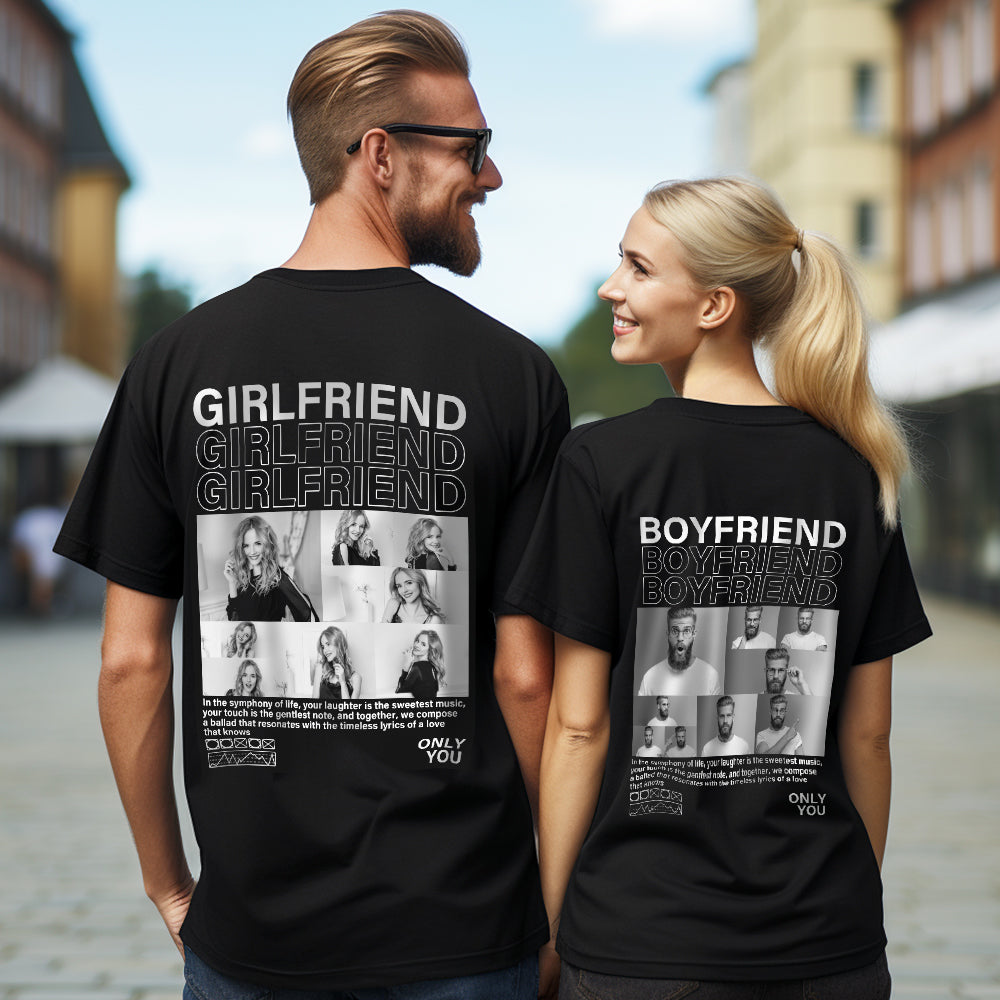 Custom Photo T-shirts Personalized Pictures T-shirt Valentine's Day Gifts for Couples