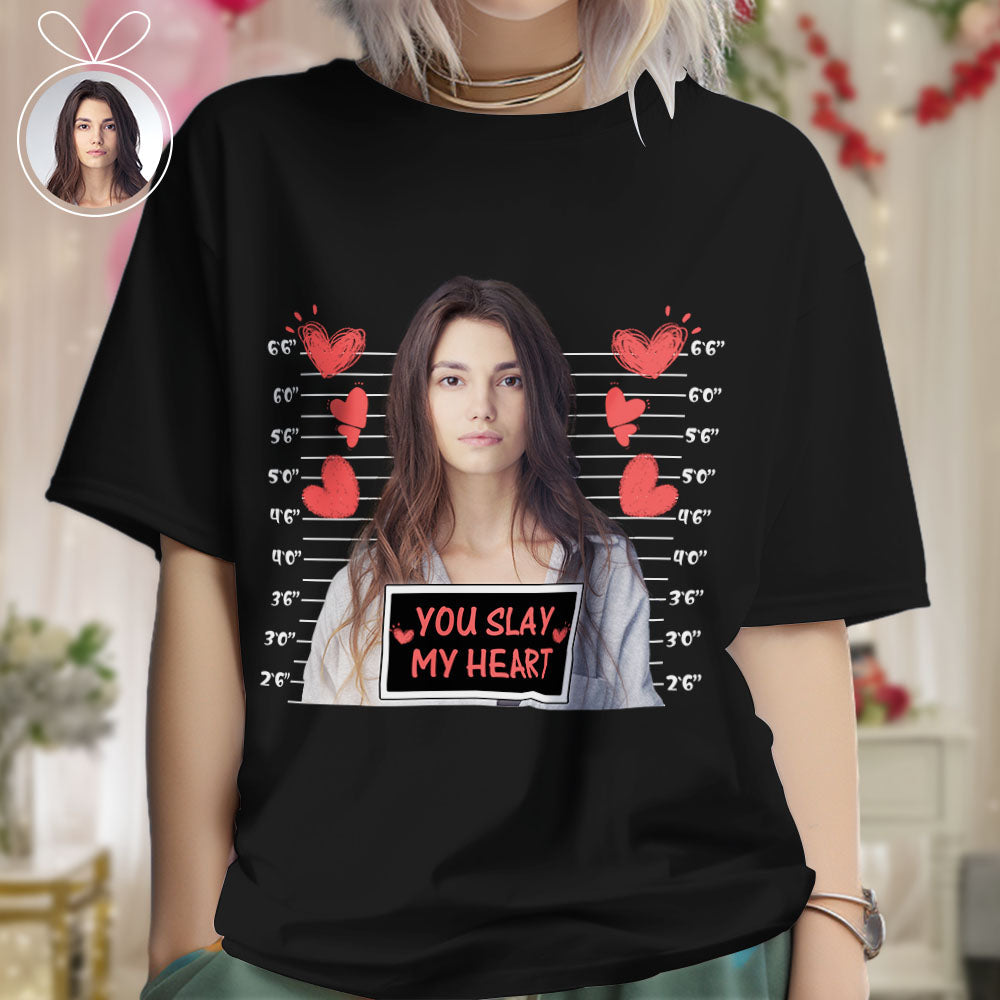 Custom Photo T-shirts Personalized Bust Photo T-shirt Valentine's Day Gifts for Couples