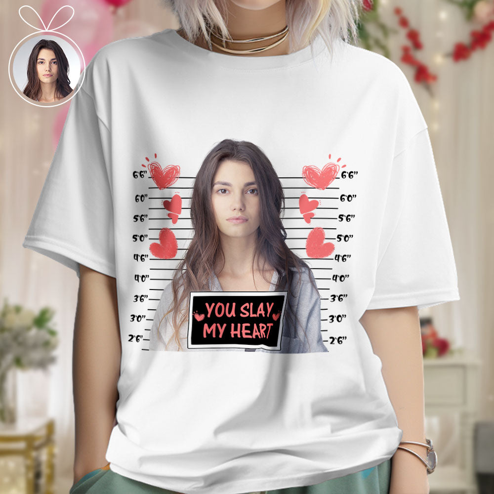 Custom Photo T-shirts Personalized Bust Photo T-shirt Valentine's Day Gifts for Couples