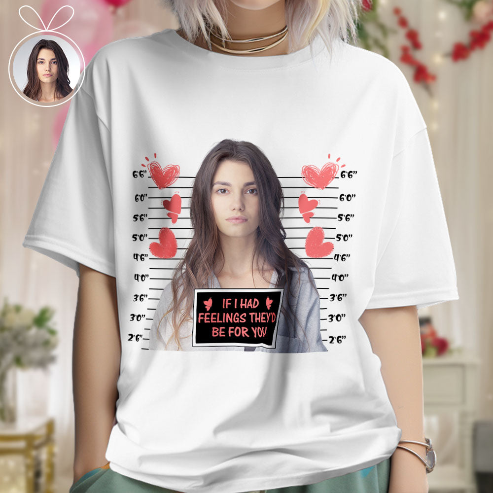 Custom Photo T-shirts Personalized Bust Photo T-shirt Valentine's Day Gifts for Couples
