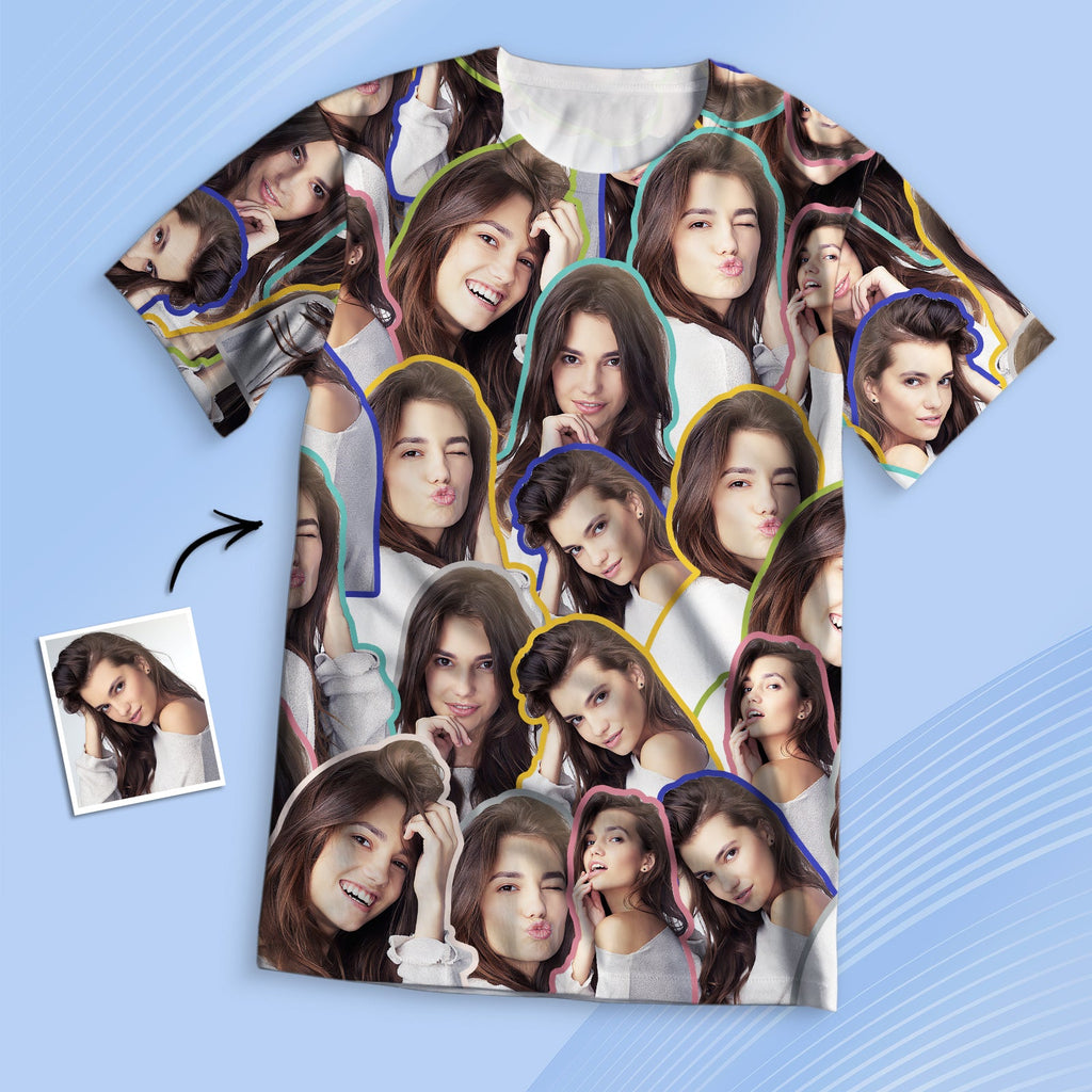 Custom Photo All Over Print Tee 5 photos Print Unisex T-shirt Gift
