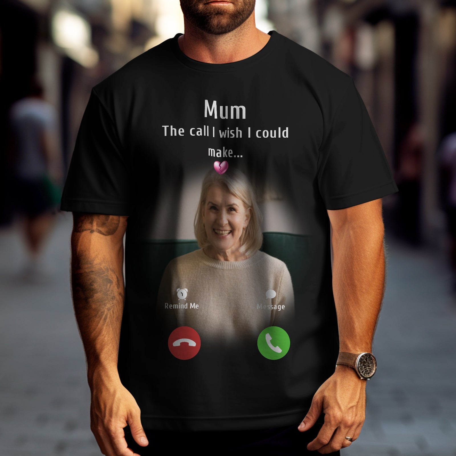 Custom Photo Memorial Mom T-shirt Memorial Gift Idea Personalized Shirt The Call I Wish I Could Make