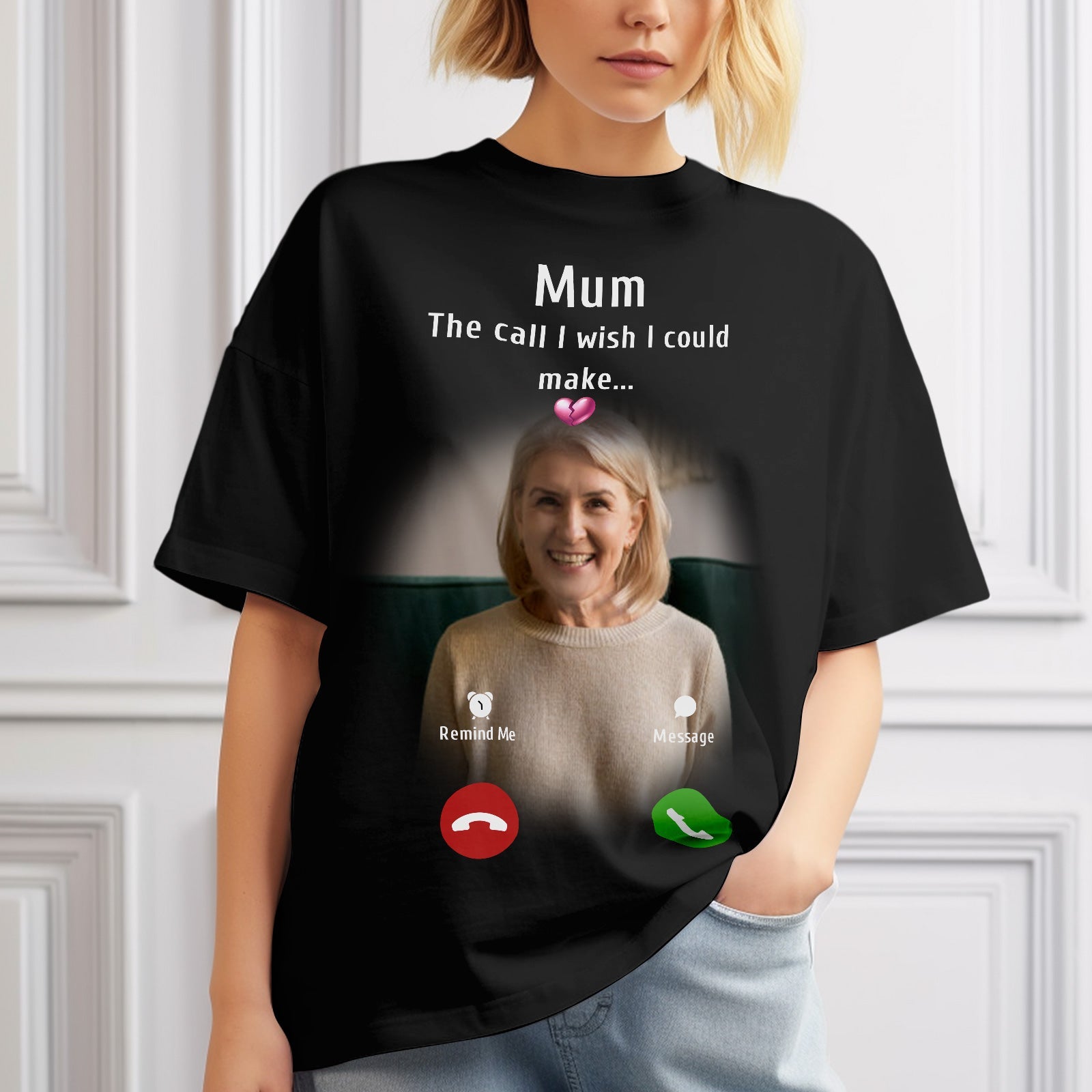 Custom Photo Memorial Mom T-shirt Memorial Gift Idea Personalized Shirt The Call I Wish I Could Make