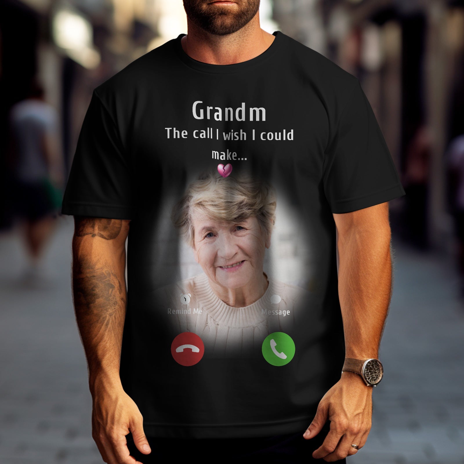 Custom Photo Memorial Mom T-shirt Memorial Gift Idea Personalized Shirt The Call I Wish I Could Make