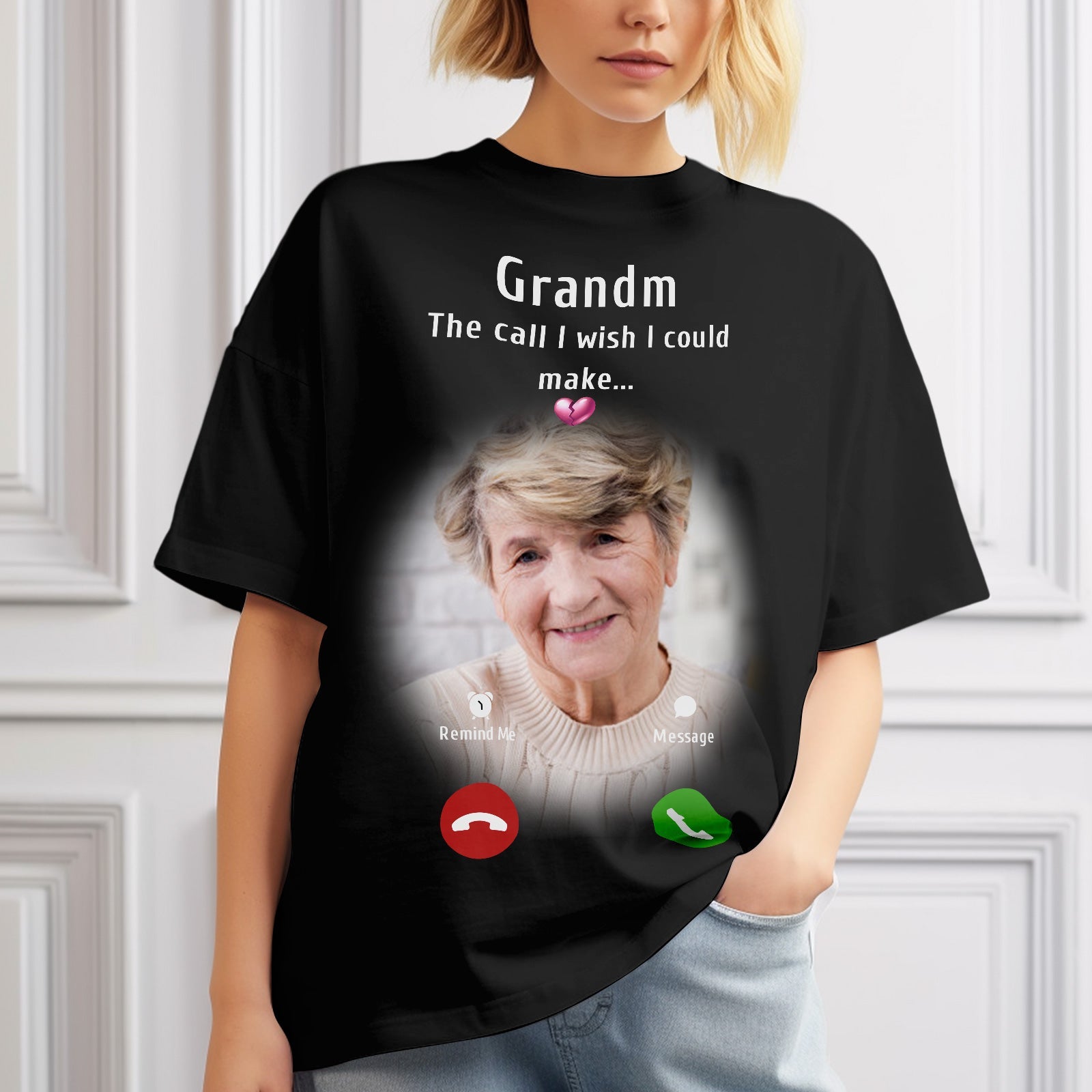 Custom Photo Memorial Mom T-shirt Memorial Gift Idea Personalized Shirt The Call I Wish I Could Make