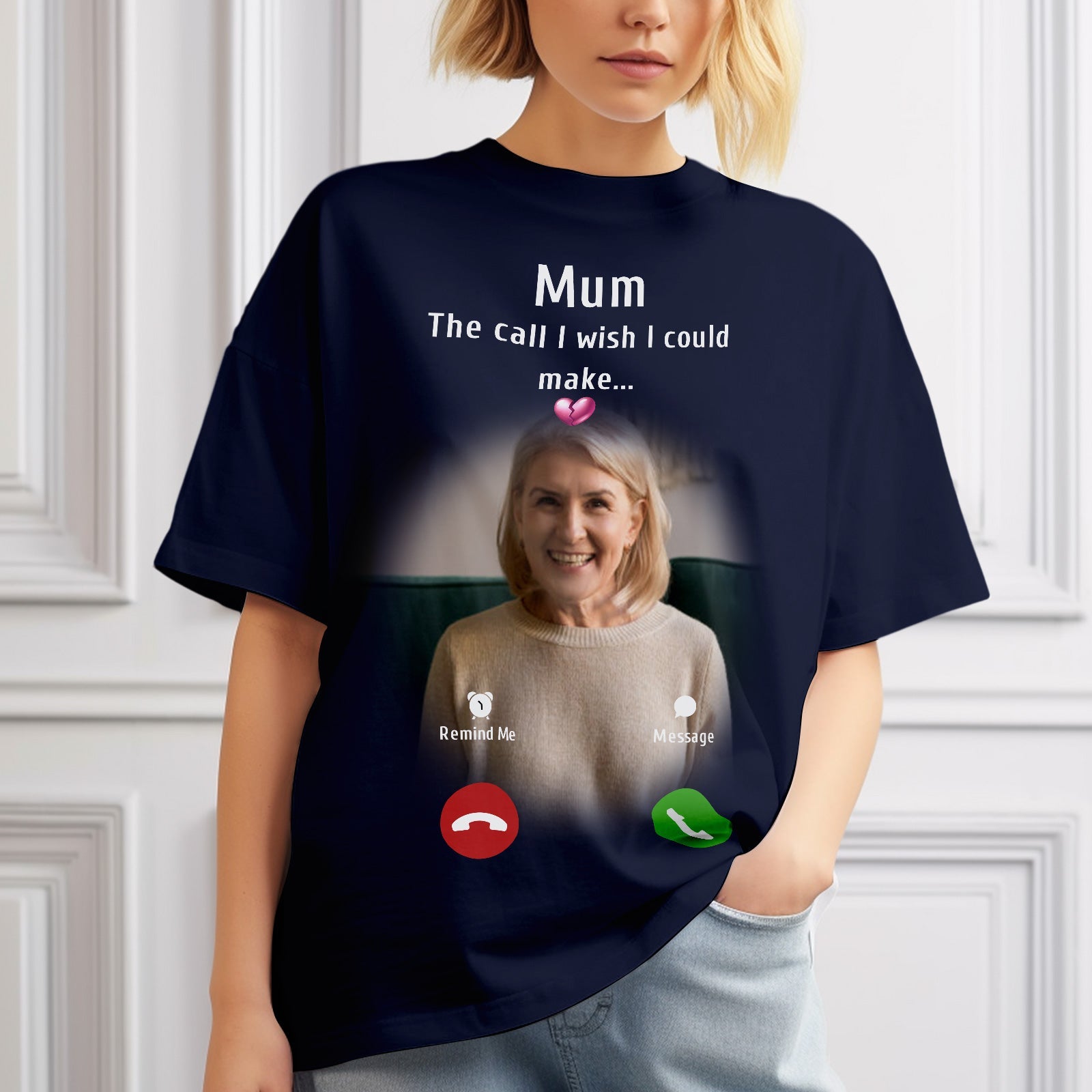 Custom Photo Memorial Mom T-shirt Memorial Gift Idea Personalized Shirt The Call I Wish I Could Make