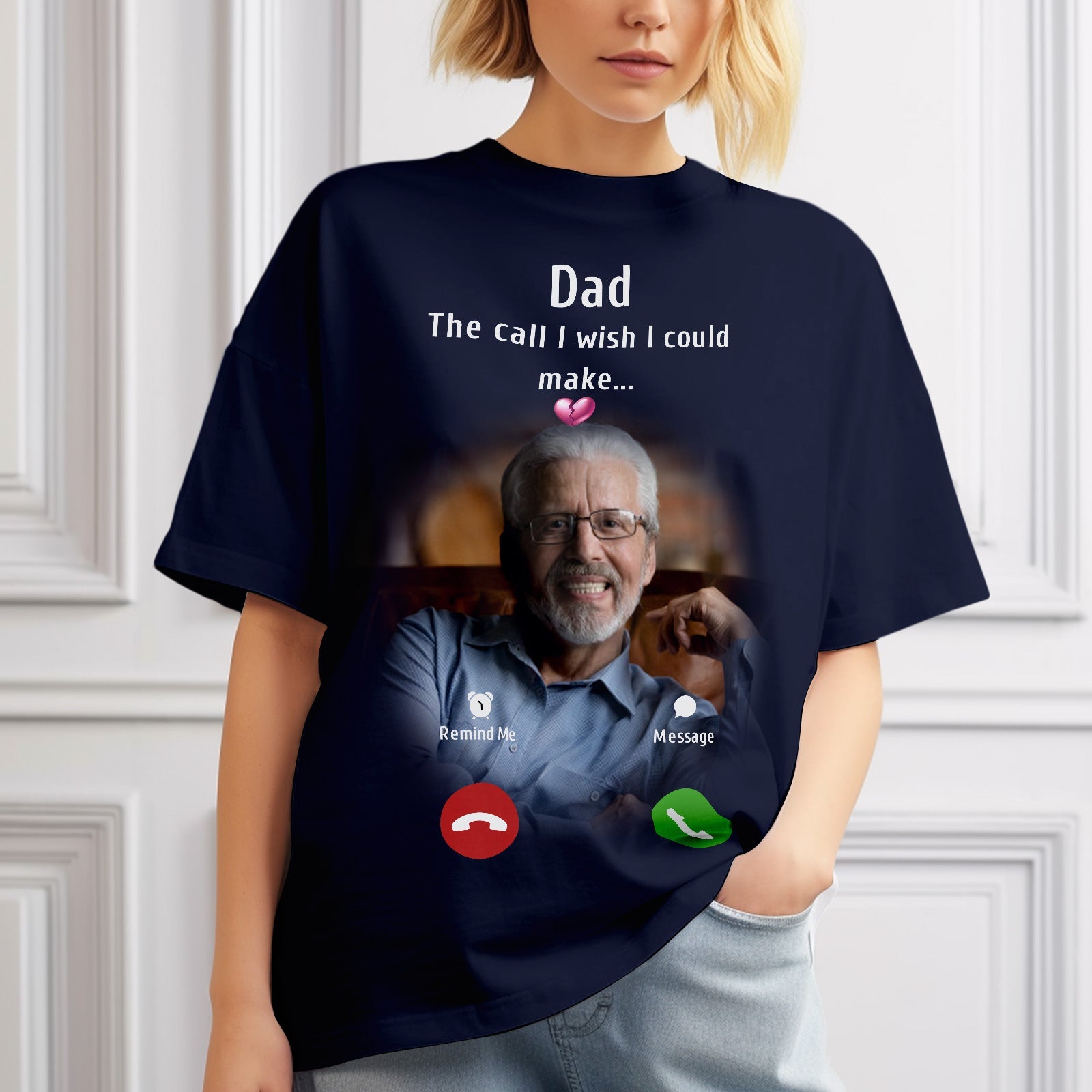 Custom Photo Memorial Mom T-shirt Memorial Gift Idea Personalized Shirt The Call I Wish I Could Make