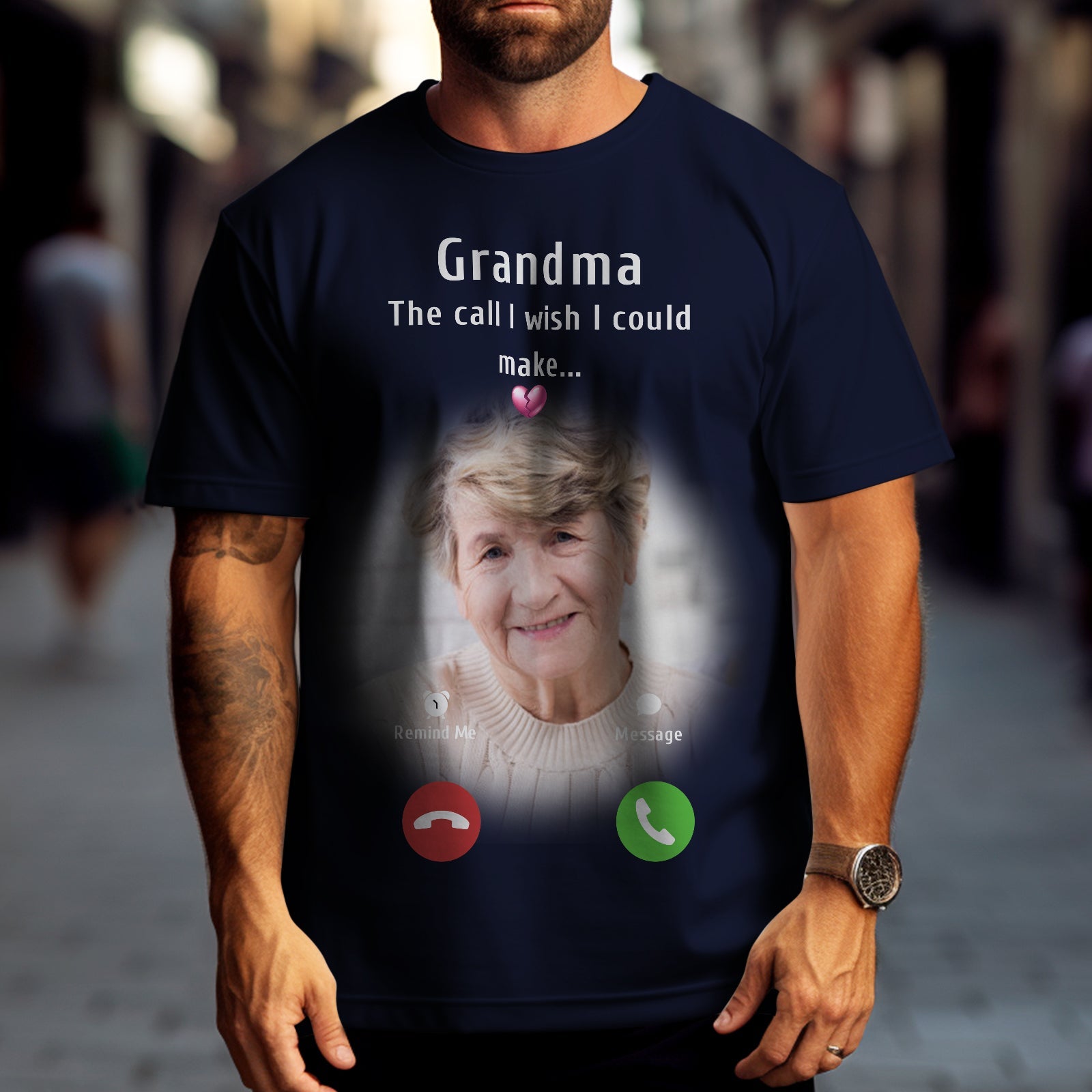 Custom Photo Memorial Mom T-shirt Memorial Gift Idea Personalized Shirt The Call I Wish I Could Make