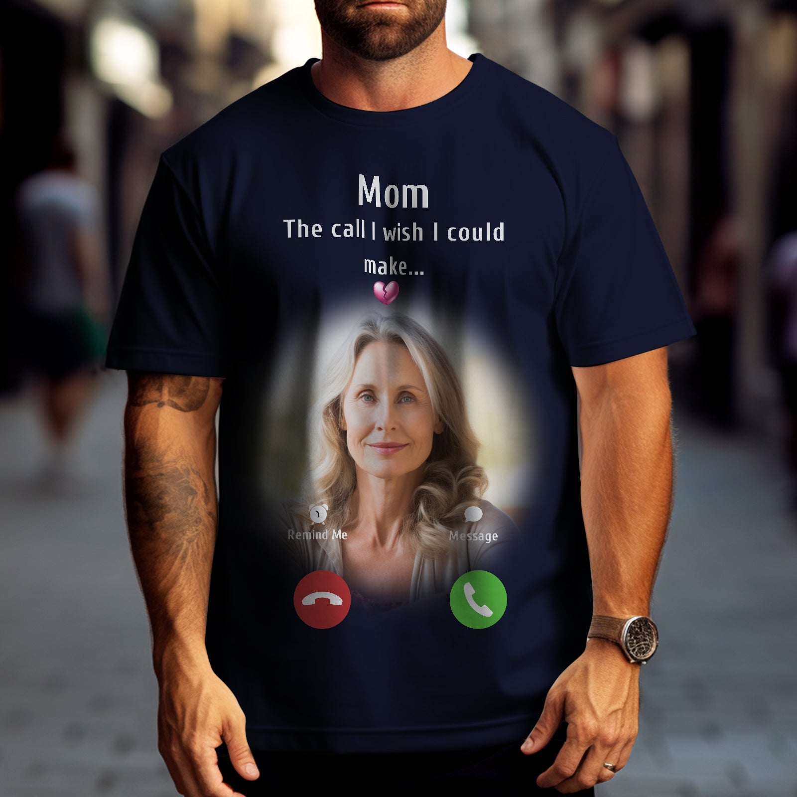 Custom Photo Memorial Mom T-shirt Memorial Gift Idea Personalized Shirt The Call I Wish I Could Make