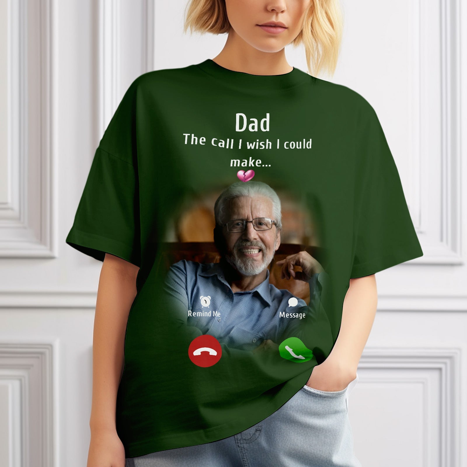 Custom Photo Memorial Mom T-shirt Memorial Gift Idea Personalized Shirt The Call I Wish I Could Make