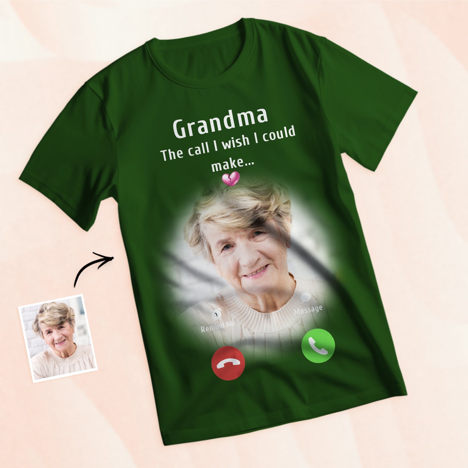 Custom Photo Memorial Mom T-shirt Memorial Gift Idea Personalized Shirt The Call I Wish I Could Make