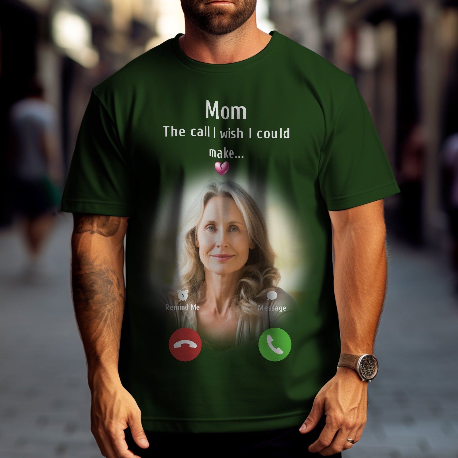 Custom Photo Memorial Mom T-shirt Memorial Gift Idea Personalized Shirt The Call I Wish I Could Make