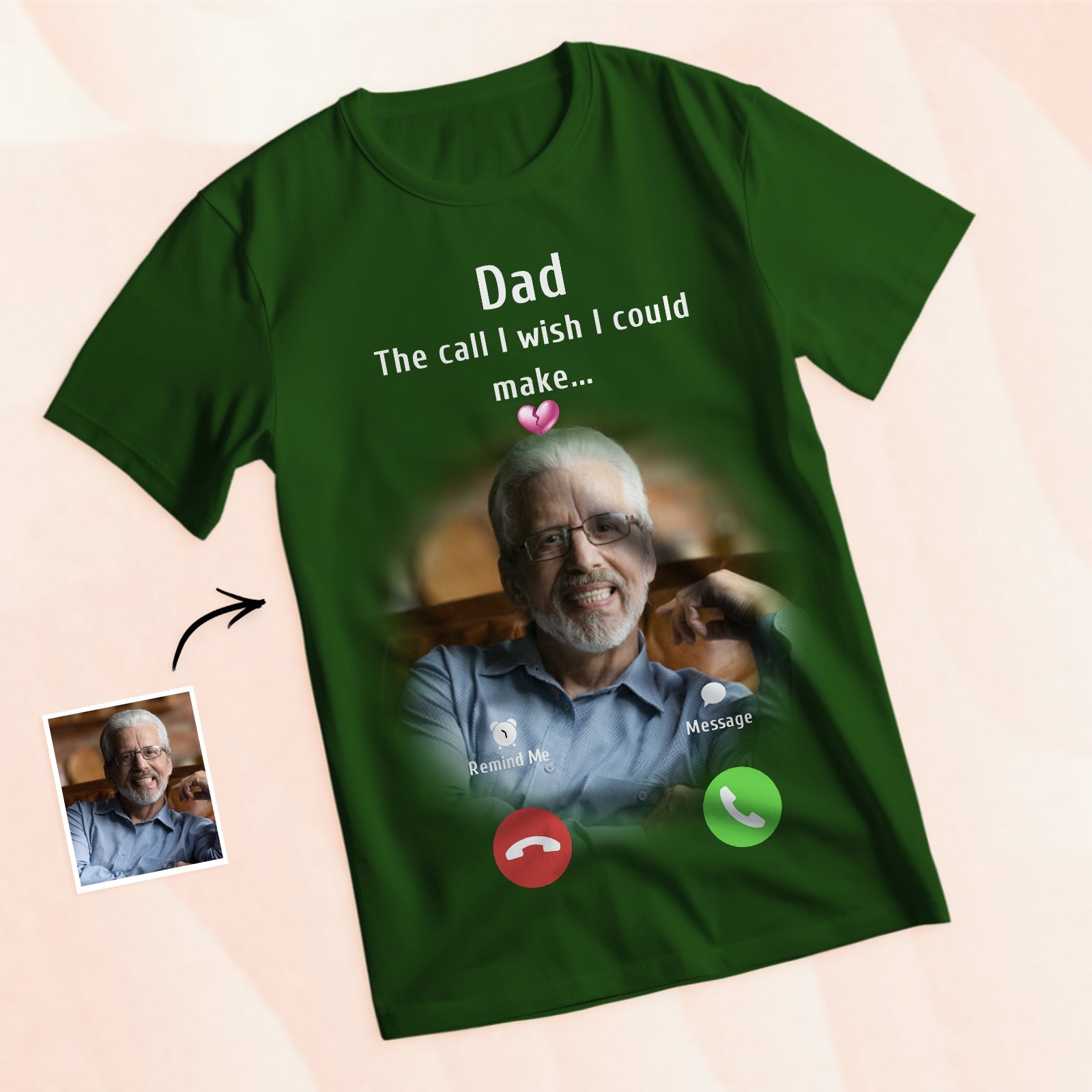 Custom Photo Memorial Mom T-shirt Memorial Gift Idea Personalized Shirt The Call I Wish I Could Make