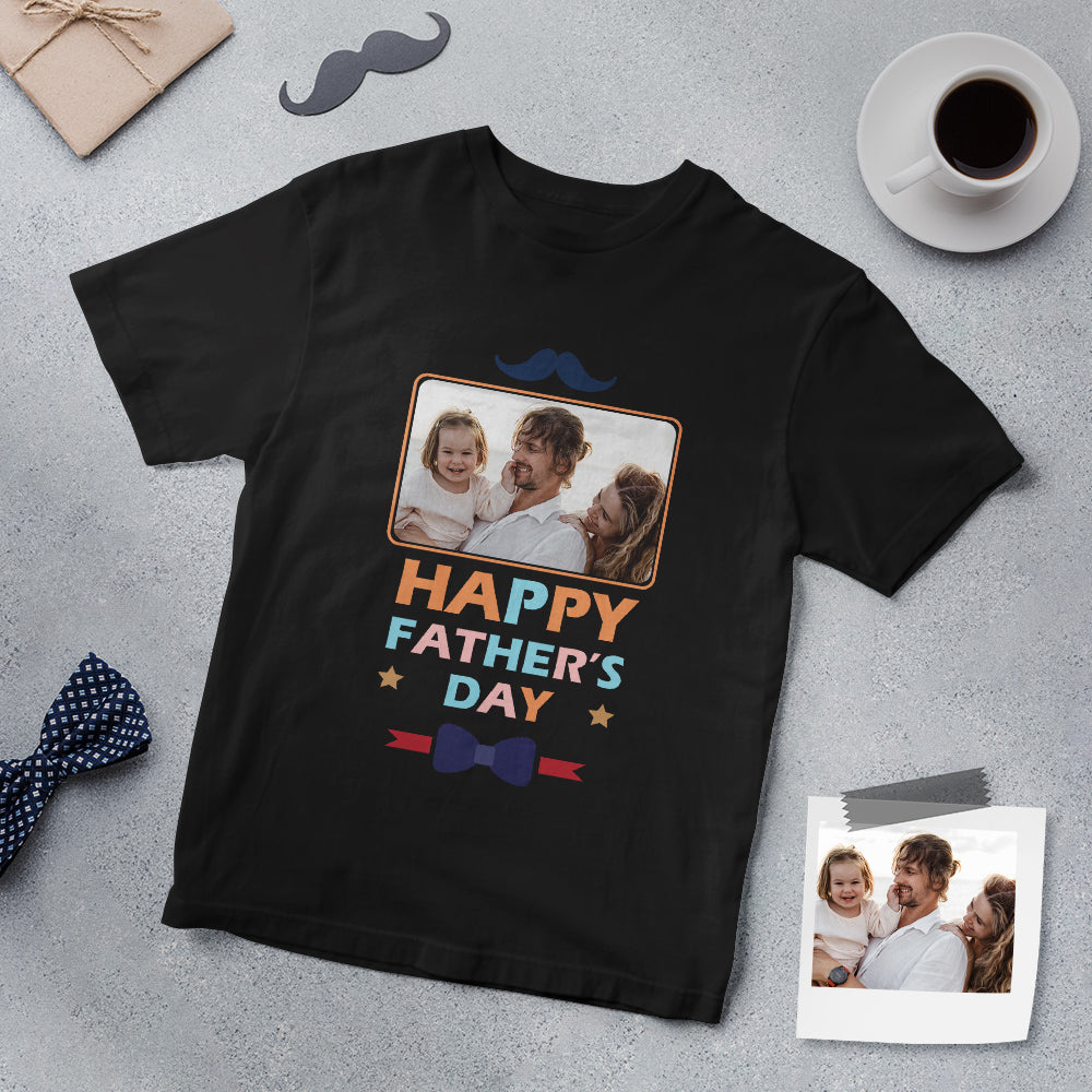 Custom Photo Printed T-Shirt Personalized Picture On Shirt Gifts For Father Happy Father's Day
