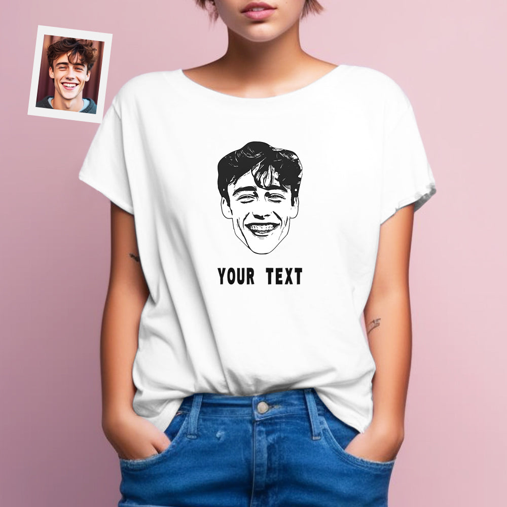 Custom Face Printed T-Shirt Personalized Text On Unisex Shirt Gifts