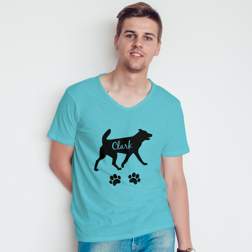 Custom Name Blue Shirt Men's Cotton T-shirt Love You Dog