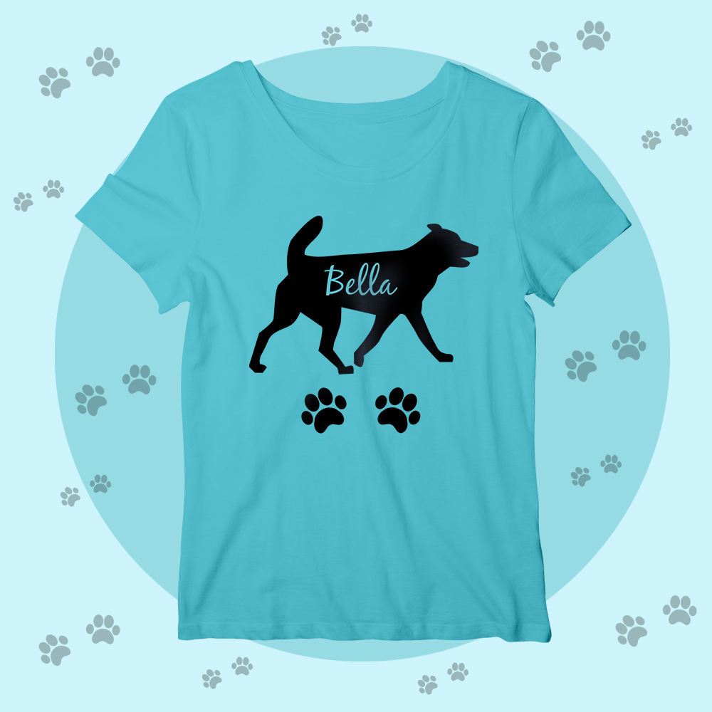 Custom Name Colorful Shirt Women's Cotton T-shirt Love You Dog