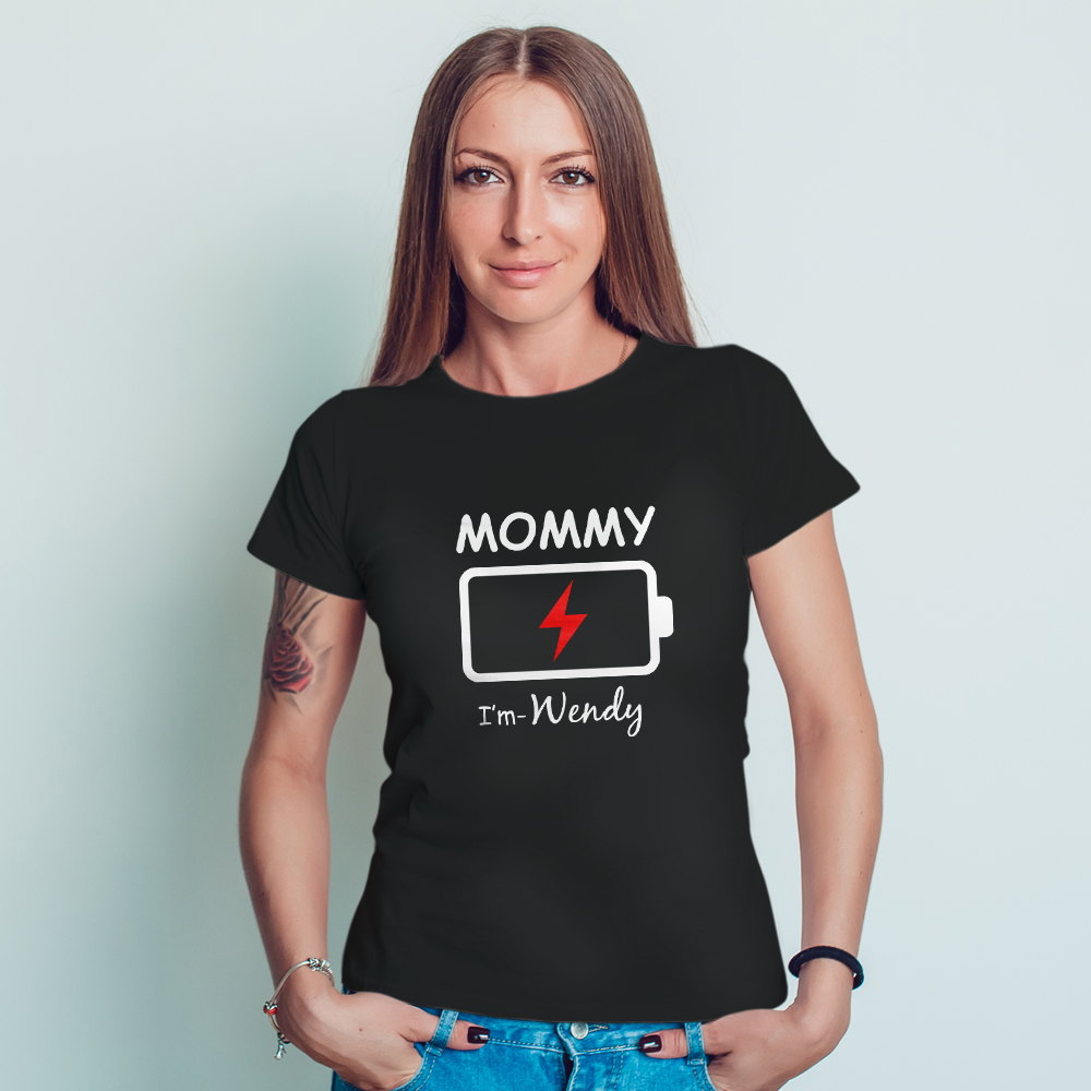 Custom Name Matching Family Shirts Personalised Men's Cotton T-shirt Low Battery