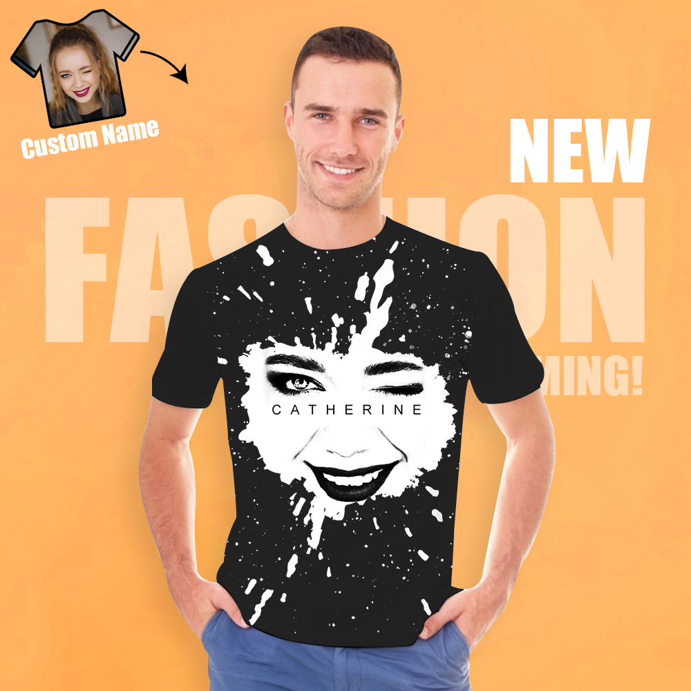 Custom Photo&Name Impression Men's All Over Print Personalized T-shirt
