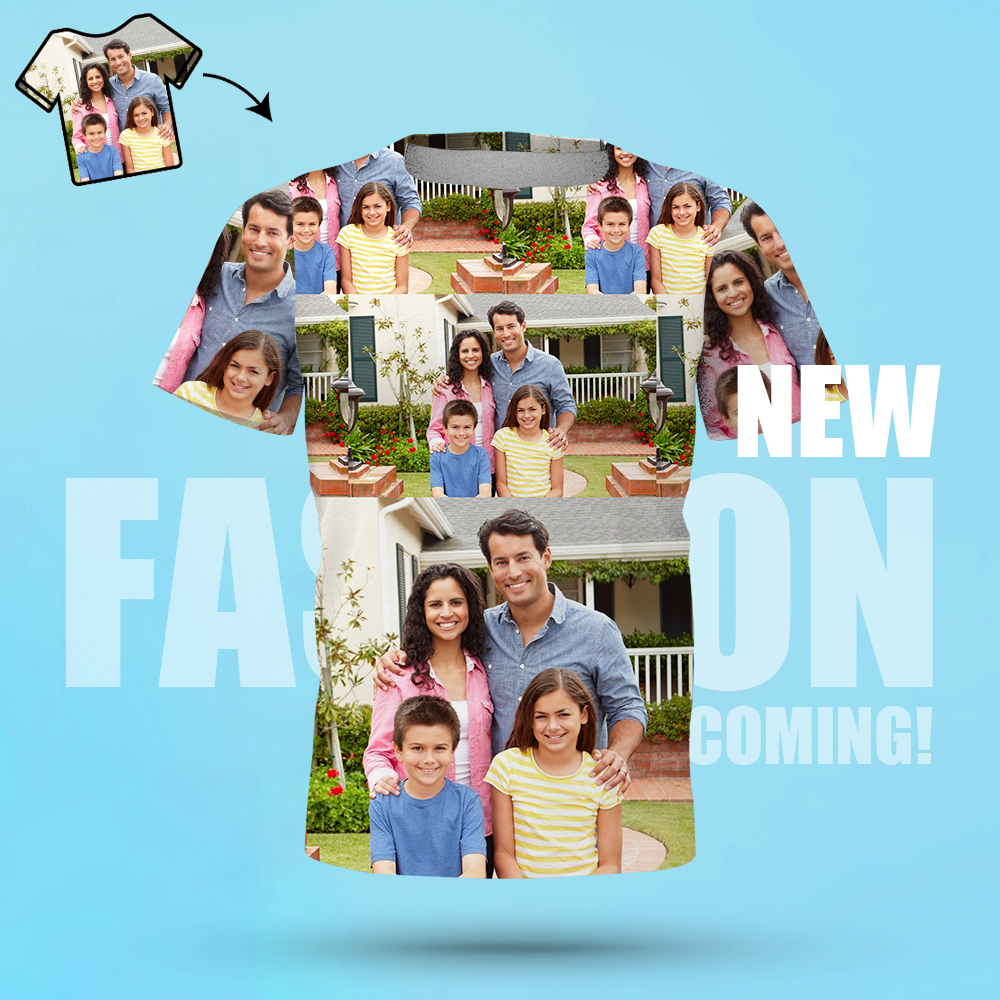 Custom Photo Men's All Over Print Personalized T-shirt Family