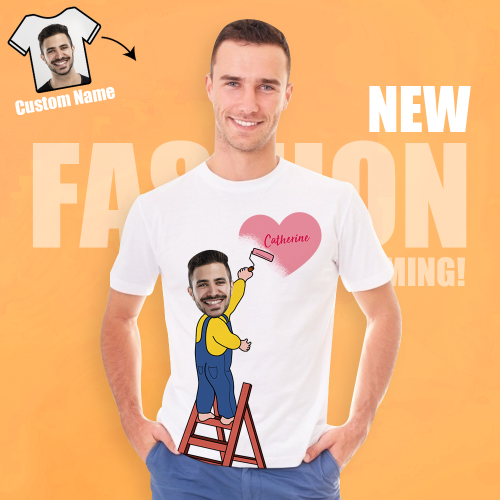 Custom Face&Name Painting Men's All Over Print T-shirt