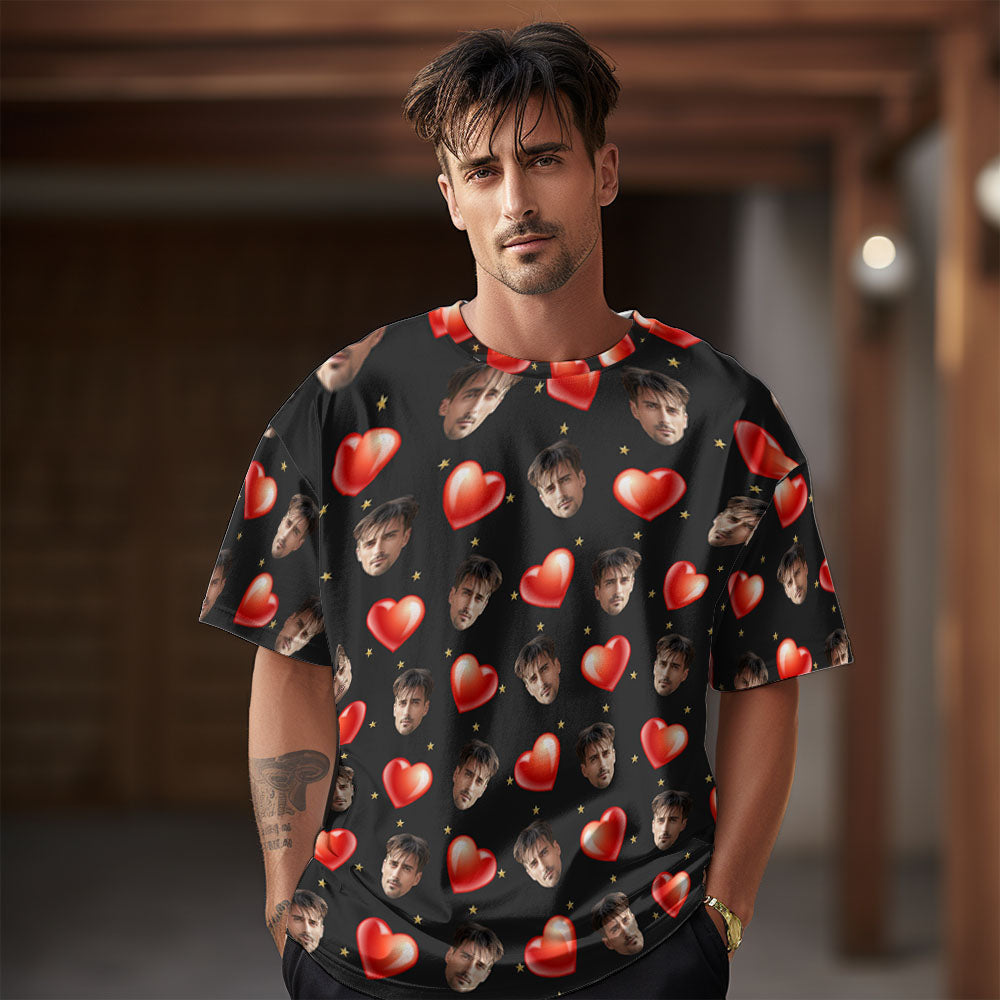 Custom My Face All Over Print Tee Mash Face Men's T-shirt - Mash Heart