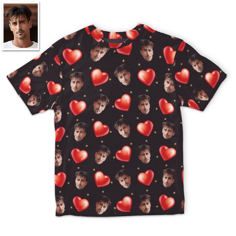 Custom My Face All Over Print Tee Mash Face Men's T-shirt - Mash Heart